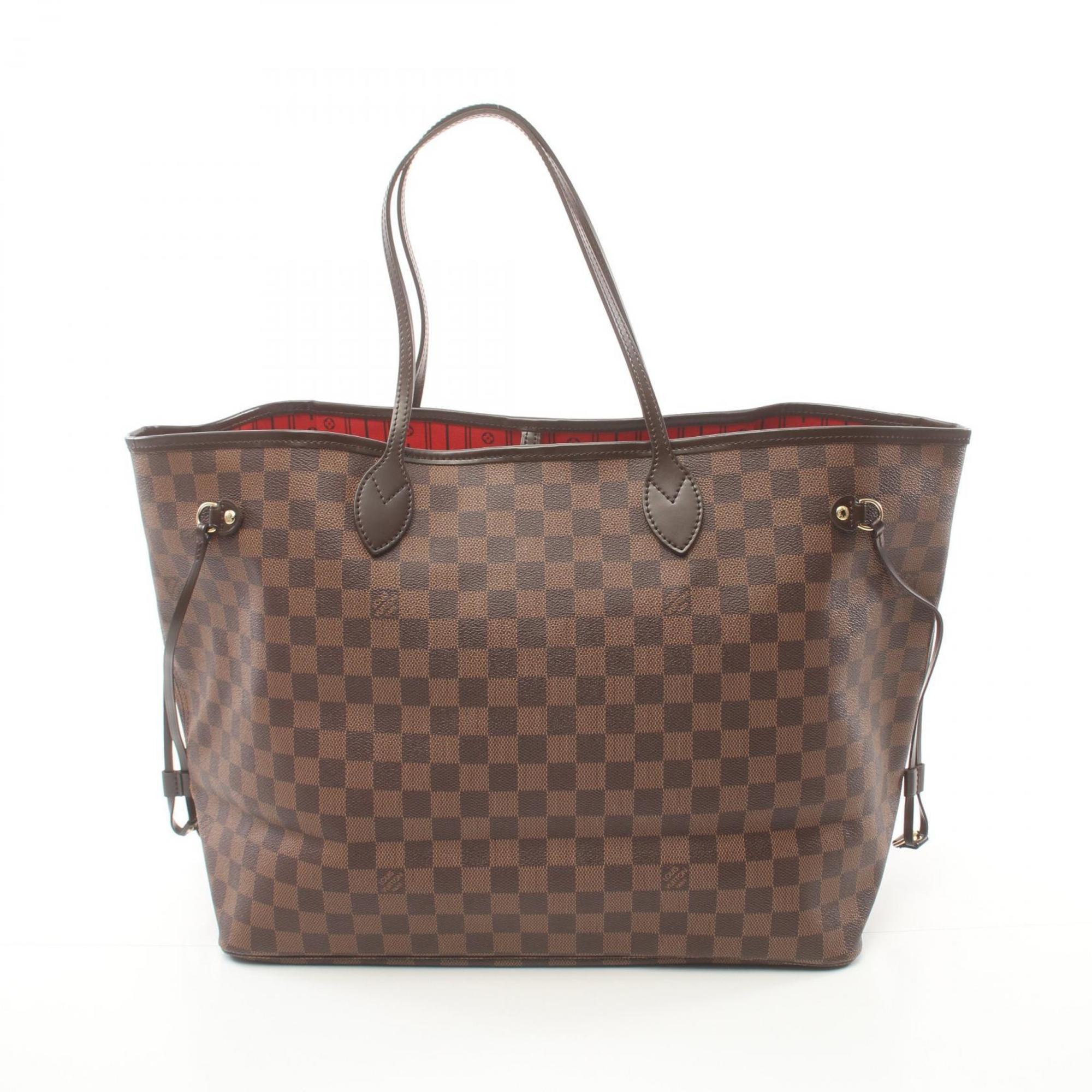 Louis Vuitton Neverfull GM Damier Ebene Tote Bag, Coated Canvas, Leather, Women's, Brown, N51106