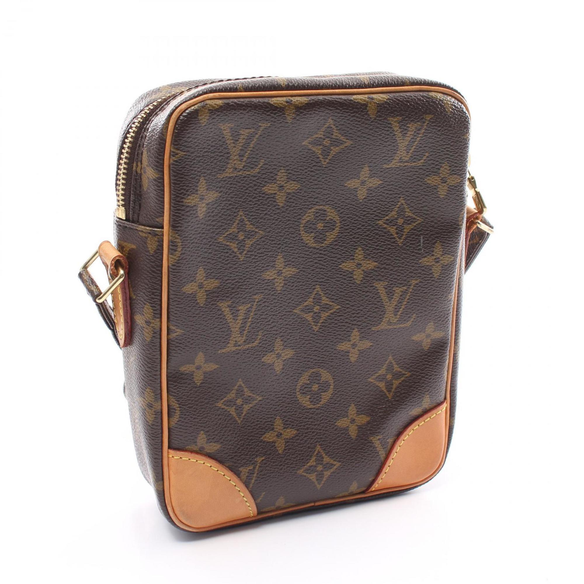 Louis Vuitton Danube Monogram Shoulder Bag, Coated Canvas, Leather, Monogram, Women's, Brown, M45266