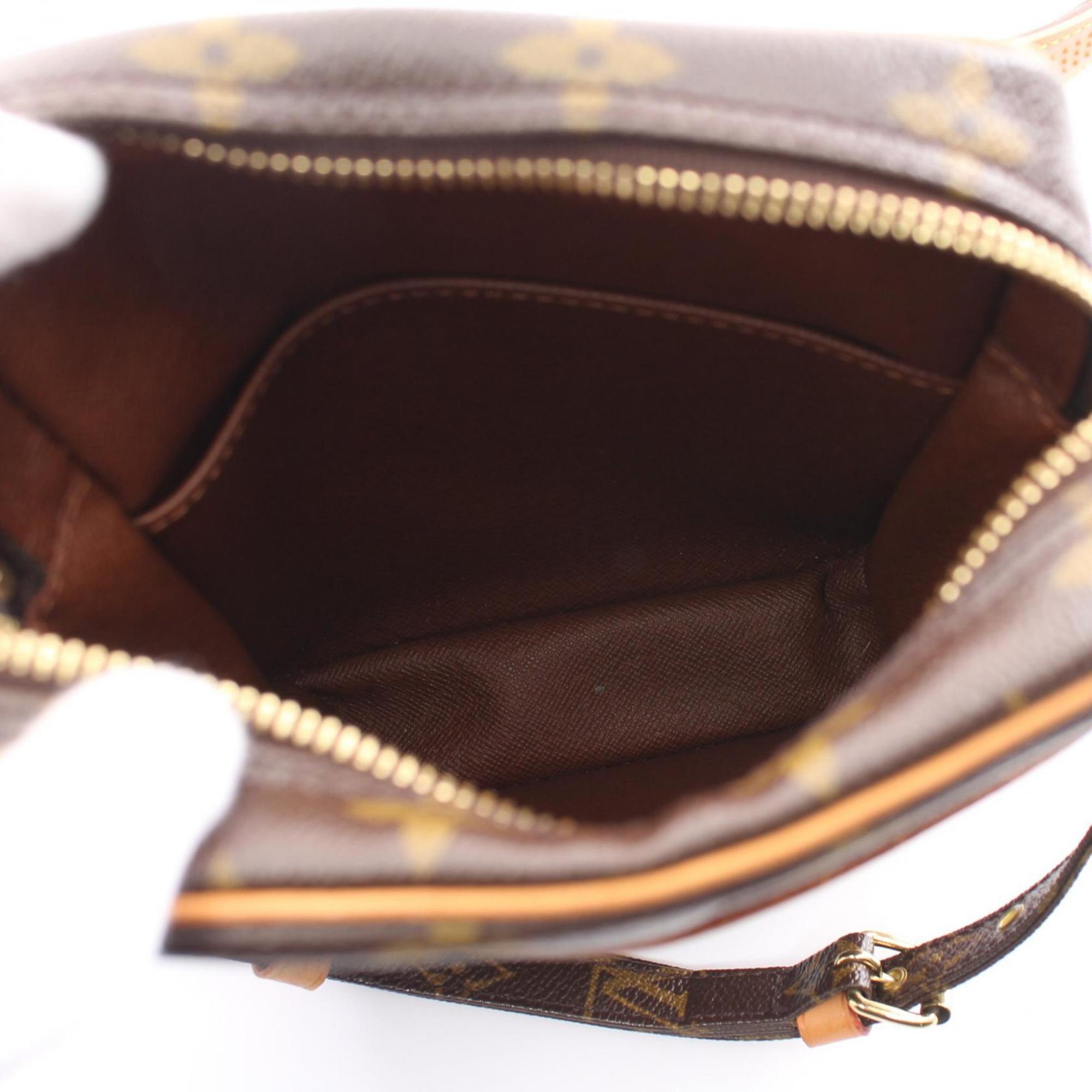 Louis Vuitton Danube Monogram Shoulder Bag, Coated Canvas, Leather, Monogram, Women's, Brown, M45266