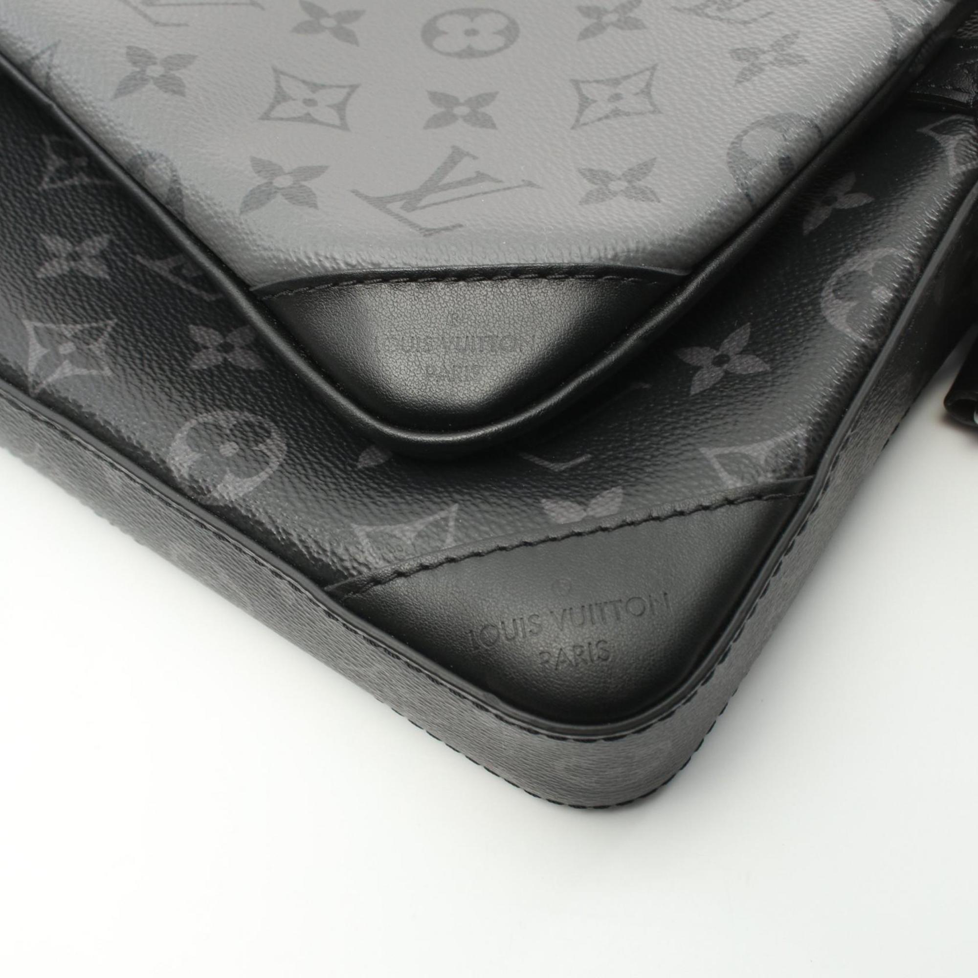 Louis Vuitton LOUIS VUITTON Trio Monogram Eclipse Shoulder Bag Coated Canvas Leather Men's Black Grey