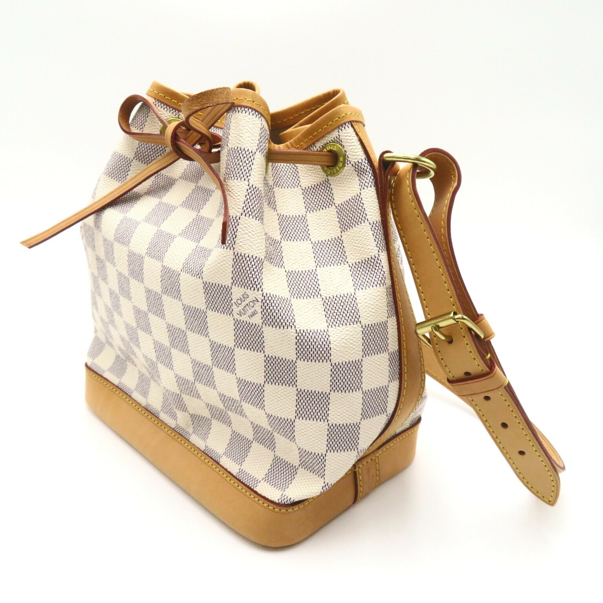 Louis Vuitton Noe BB Shoulder Bag, Coated Canvas, Damier Azur, Women's, White, N41220