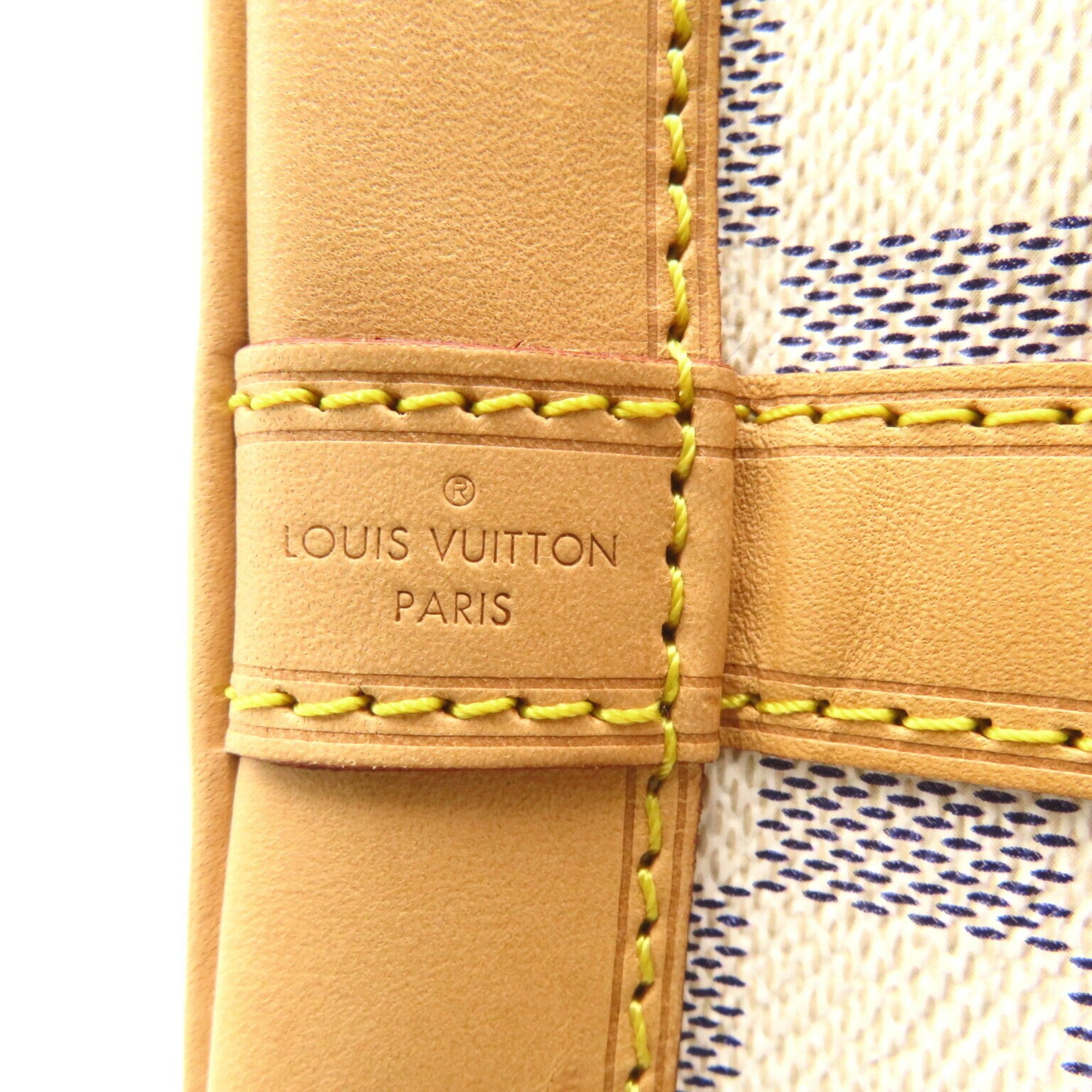 Louis Vuitton Noe BB Shoulder Bag, Coated Canvas, Damier Azur, Women's, White, N41220