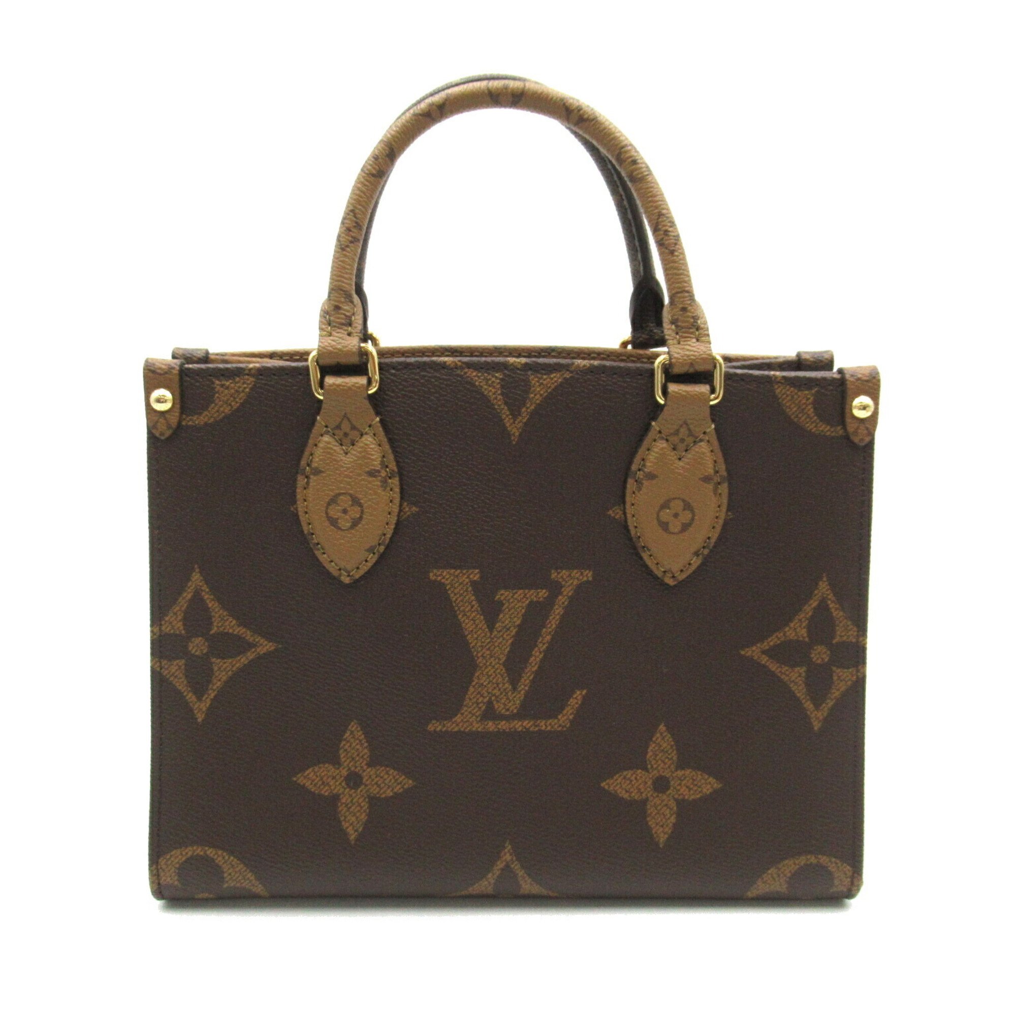 LOUIS VUITTON On the Go PM Bag, Coated Canvas, Monogram Giant Reverse, Women's, Brown, M46373