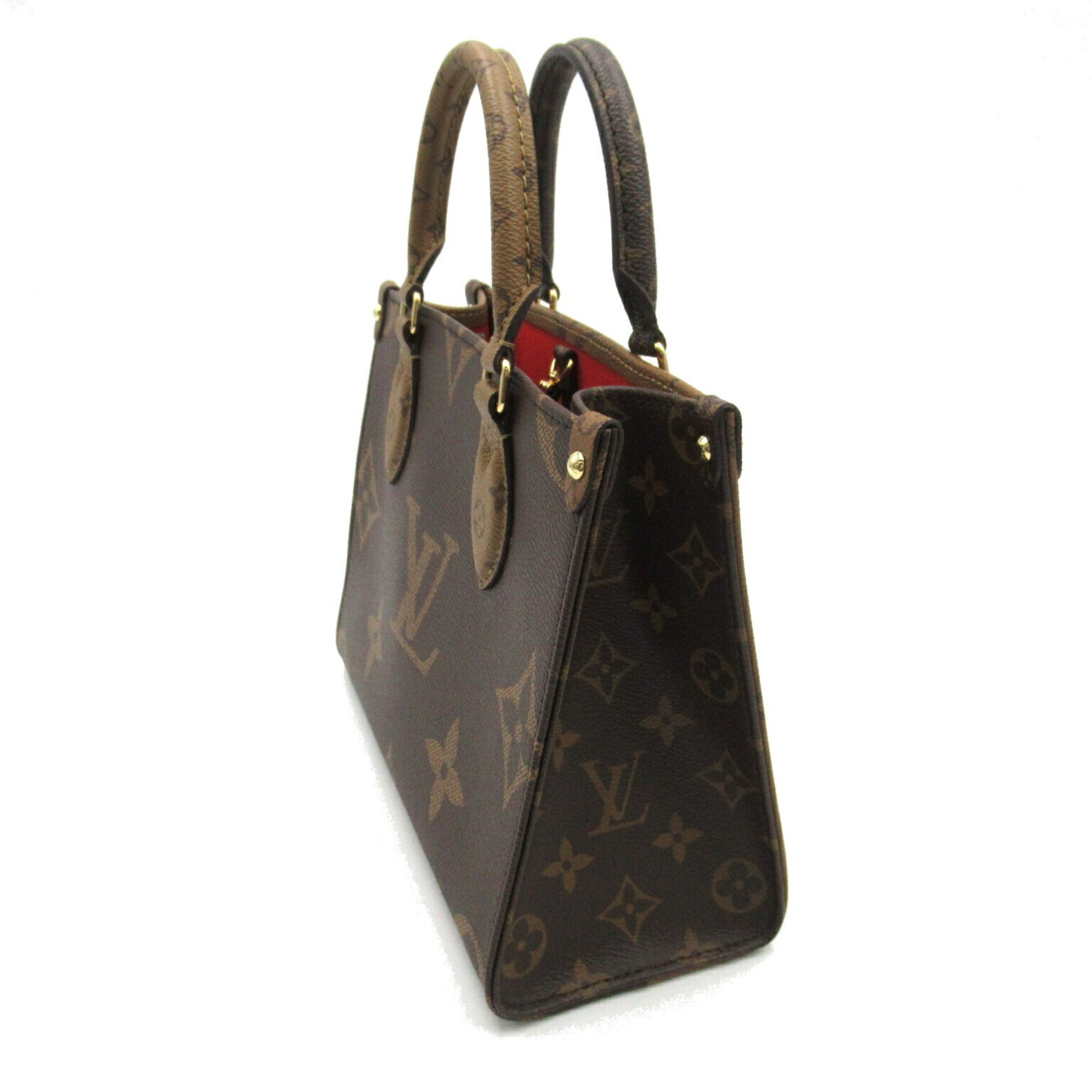 LOUIS VUITTON On the Go PM Bag, Coated Canvas, Monogram Giant Reverse, Women's, Brown, M46373