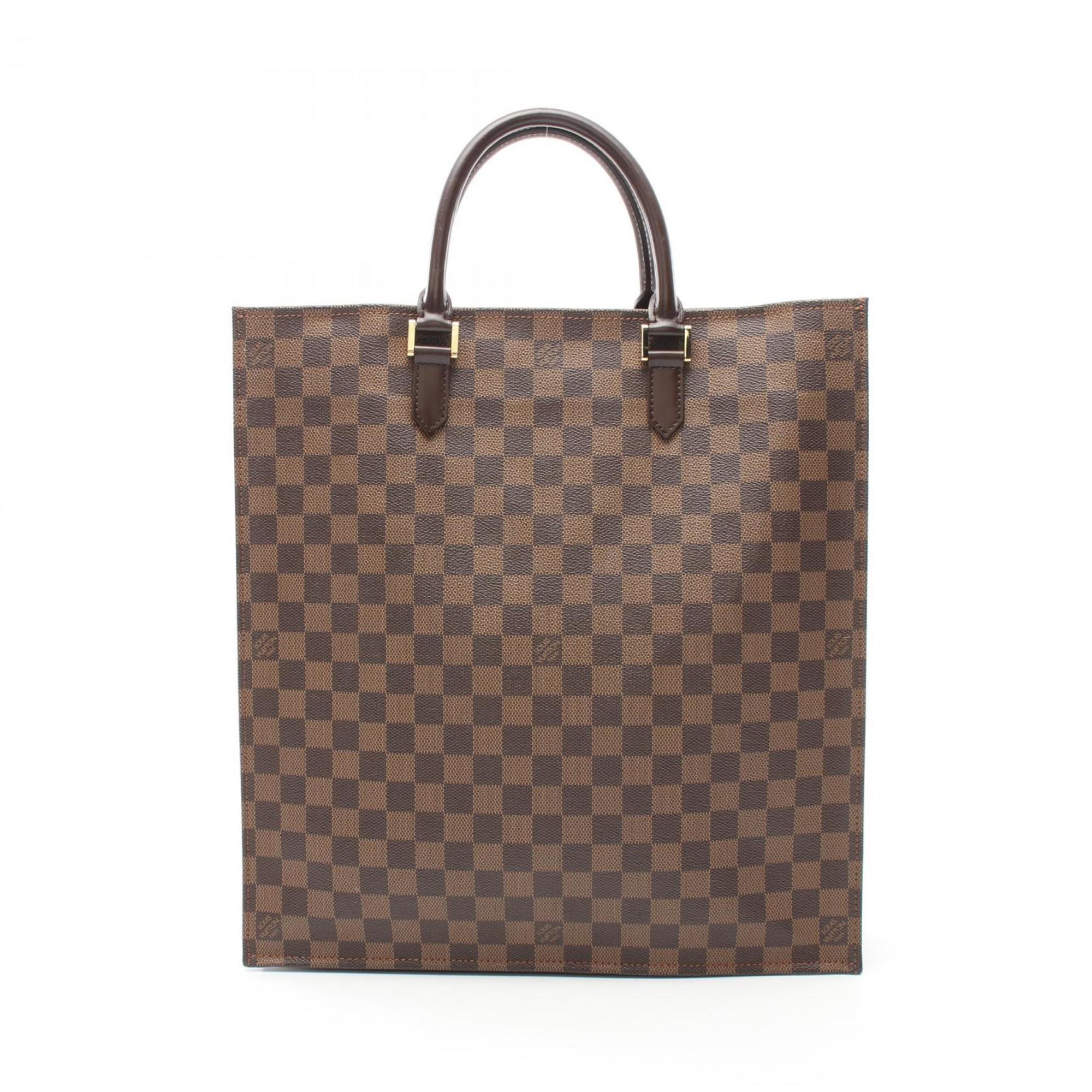 Louis Vuitton LOUIS VUITTON Sac Plat Tote Bag Coated Canvas Leather Damier Women's Brown N51140