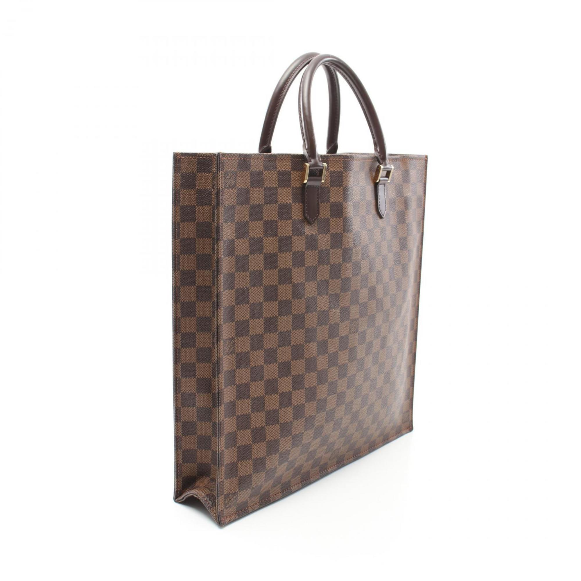 Louis Vuitton LOUIS VUITTON Sac Plat Tote Bag Coated Canvas Leather Damier Women's Brown N51140