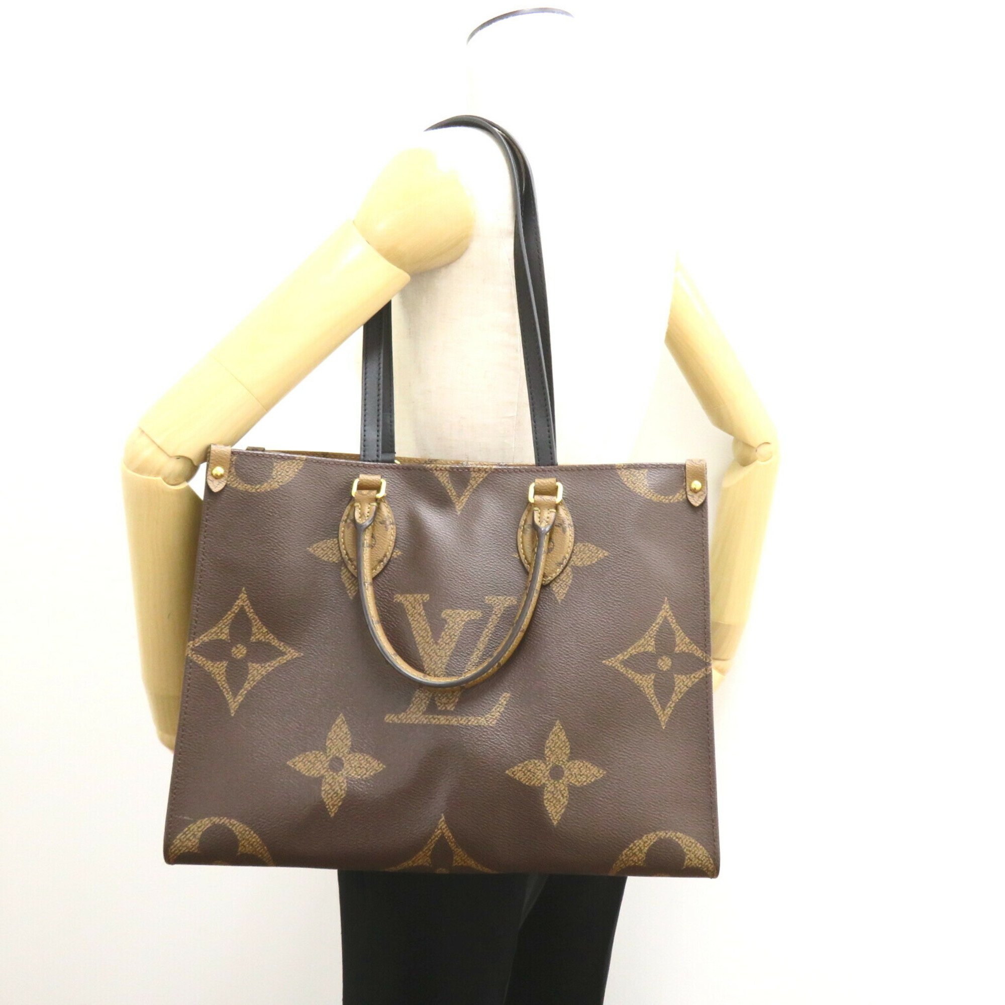 LOUIS VUITTON On the Go MM 2-way shoulder bag, coated canvas, Monogram Giant Reverse, women's, brown, M45321