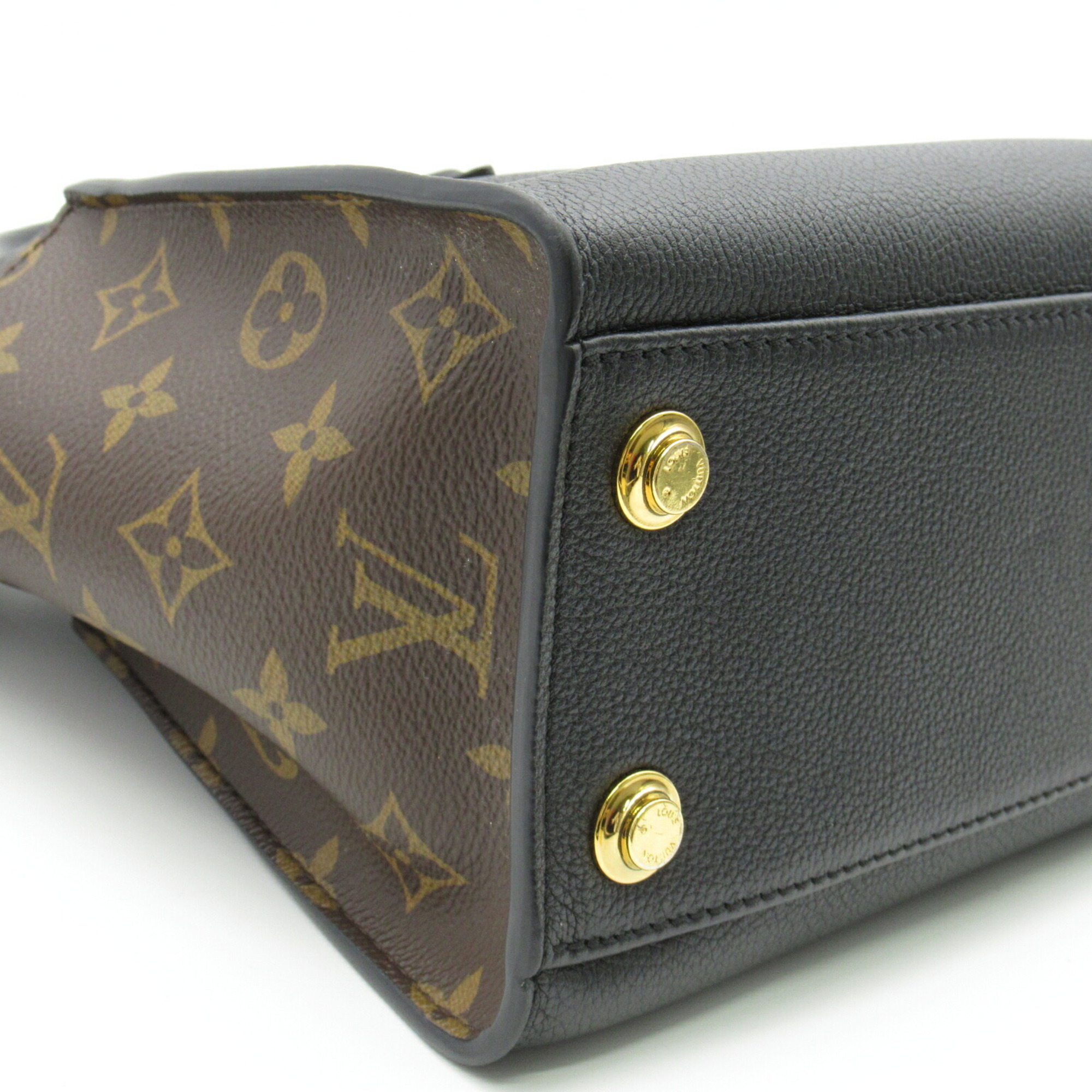 LOUIS VUITTON On My Side PM Shoulder Bag, Calfskin (Cowhide), Coated Canvas, Monogram, Women's, Black, M57728