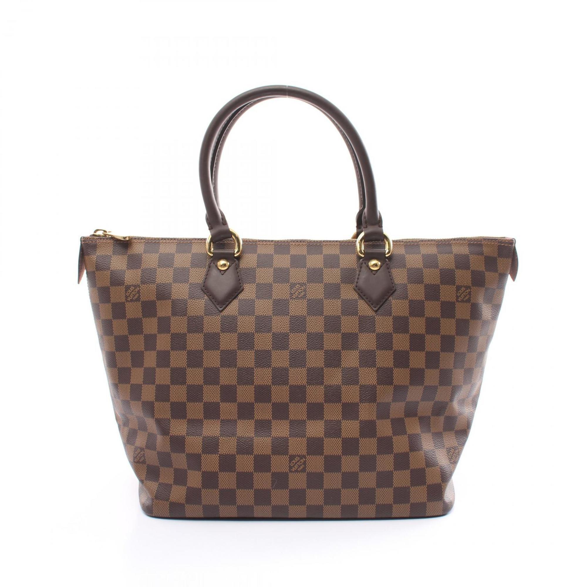 LOUIS VUITTON Saleya MM Damier Ebene Tote Bag, Coated Canvas, Leather, Damier, Women's, Brown, N51182