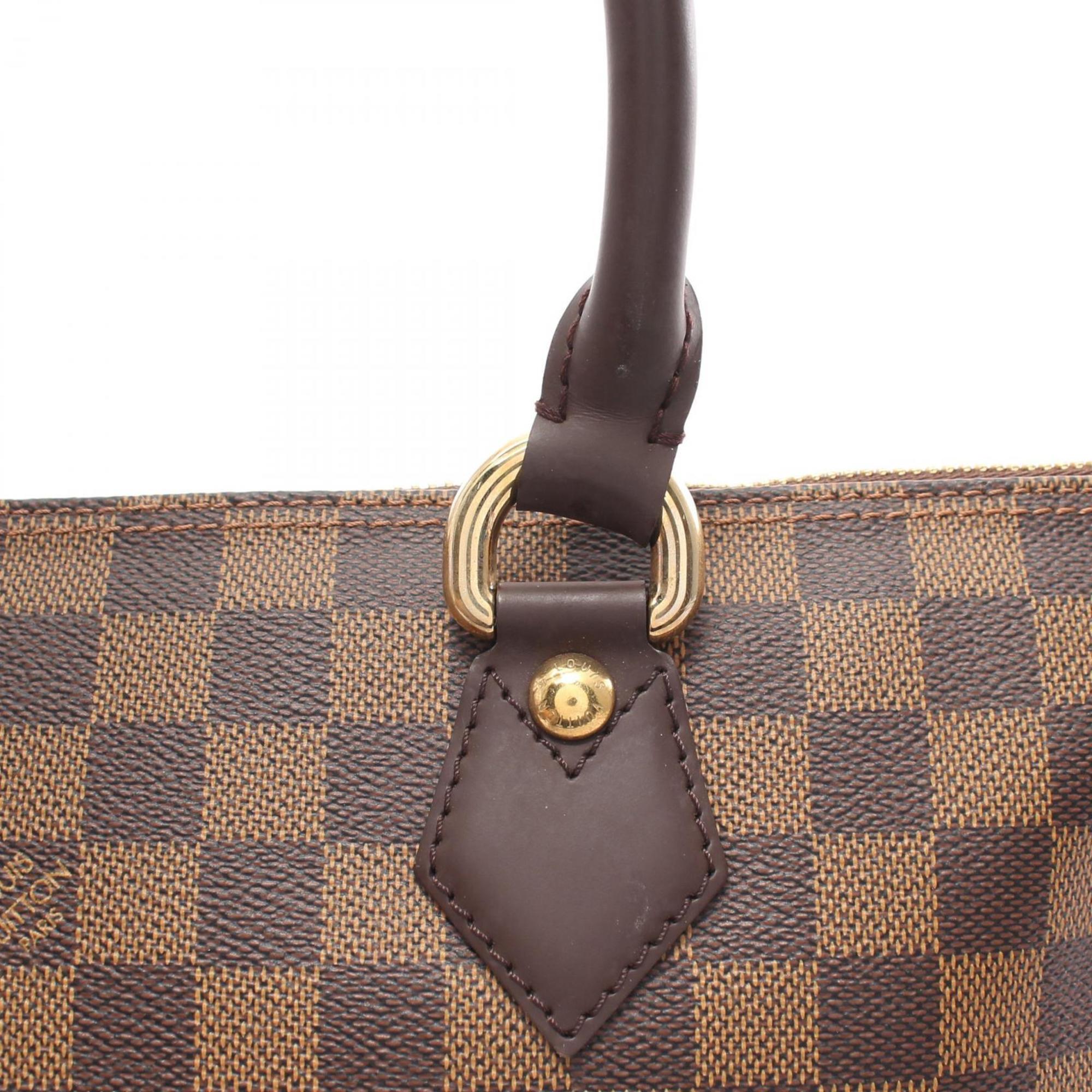 LOUIS VUITTON Saleya MM Damier Ebene Tote Bag, Coated Canvas, Leather, Damier, Women's, Brown, N51182