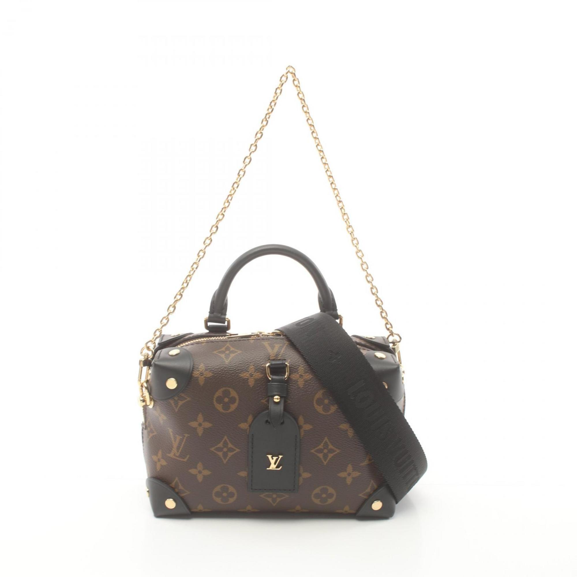 Louis Vuitton Petite Malle Souple Monogram Handbag Bag Coated Canvas Leather Women's Brown Black M45571