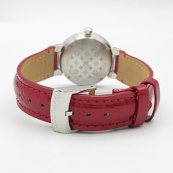 Louis Vuitton Tambour Metallic Flower PM Watch Stainless Steel Leather Strap Women's Silver QA014Z