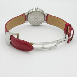 Louis Vuitton Tambour Metallic Flower PM Watch Stainless Steel Leather Strap Women's Silver QA014Z