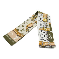 Louis Vuitton LOUIS VUITTON Bandeau Scarf Silk Men's Women's White Khaki M73359