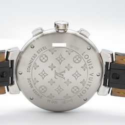 Louis Vuitton Tambour Chrono Wristwatch Stainless Steel Leather Men's Grey Q1120