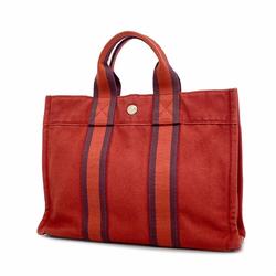 Hermes Tote Bag Foult PM Canvas Red Women's