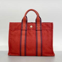 Hermes Tote Bag Foult PM Canvas Red Women's