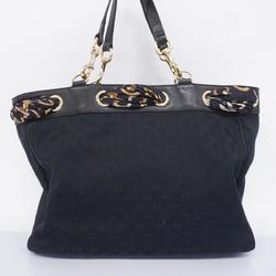 Gucci Tote Bag GG Canvas 153033 Black Champagne Women's