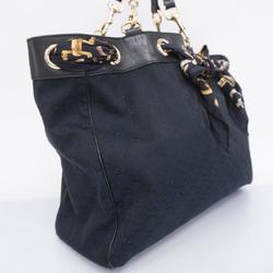 Gucci Tote Bag GG Canvas 153033 Black Champagne Women's