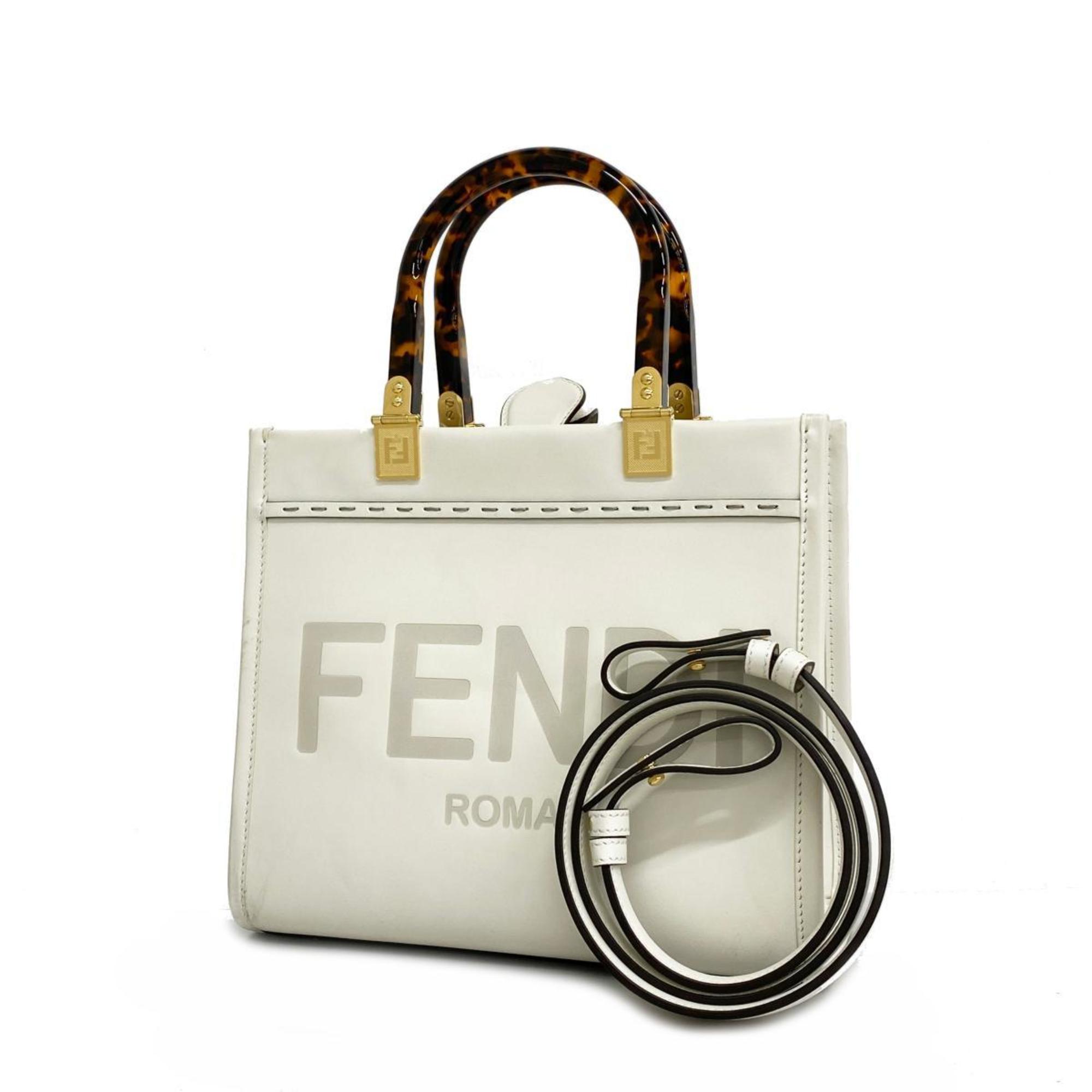 Fendi Handbag Sunshine Small Leather White Women's