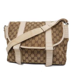 Gucci Shoulder Bag GG Canvas 145859 Leather Brown Women's