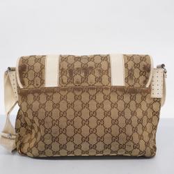 Gucci Shoulder Bag GG Canvas 145859 Leather Brown Women's