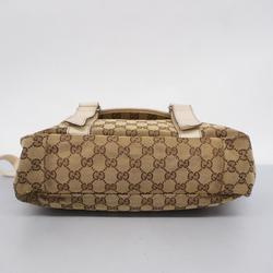 Gucci Shoulder Bag GG Canvas 145859 Leather Brown Women's