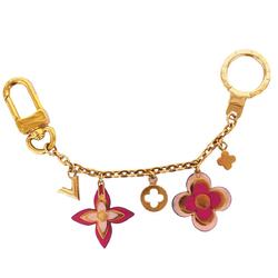 Louis Vuitton Keychain Bijoux Sac Chene Blooming Flower Pink Gold Ladies