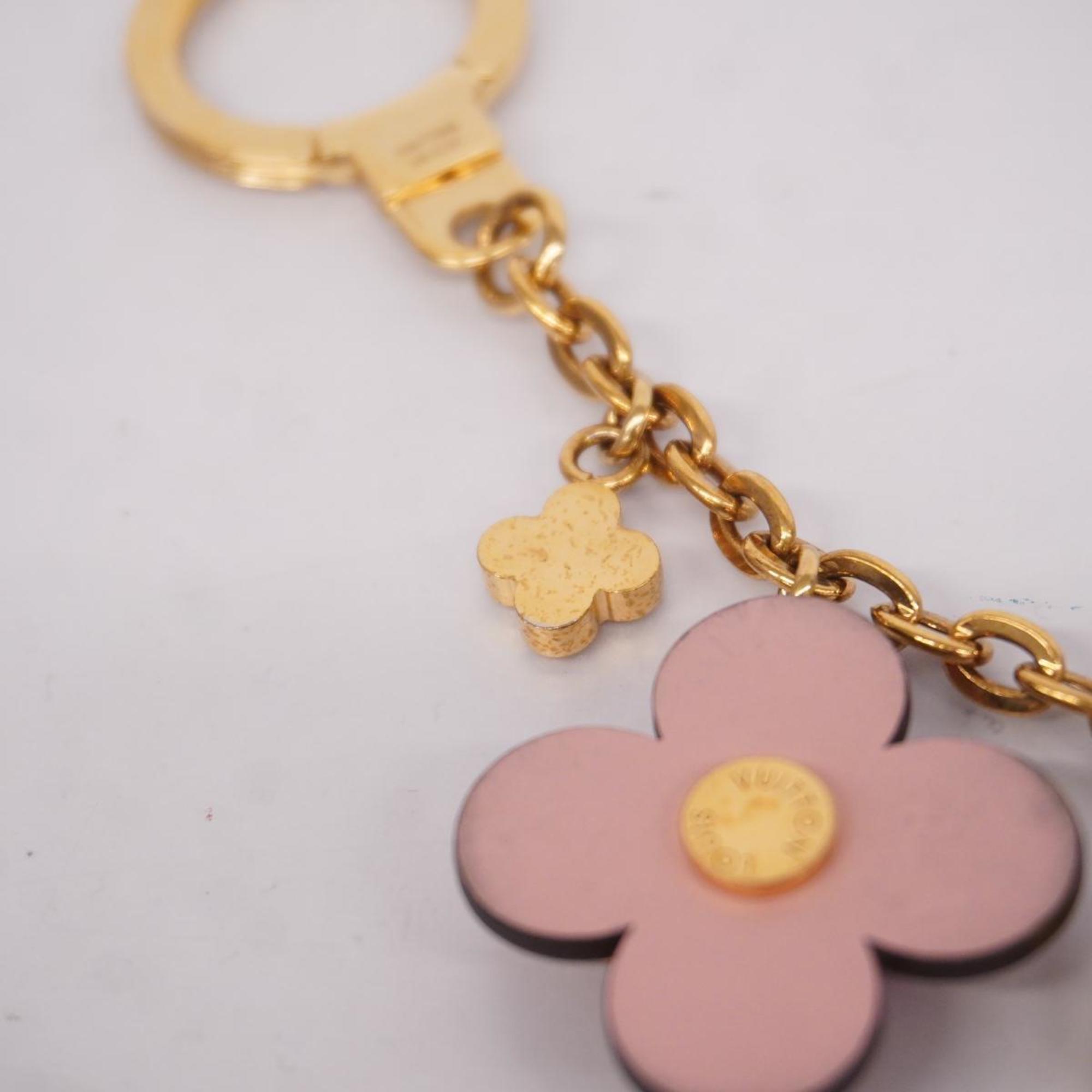 Louis Vuitton Keychain Bijoux Sac Chene Blooming Flower Pink Gold Ladies