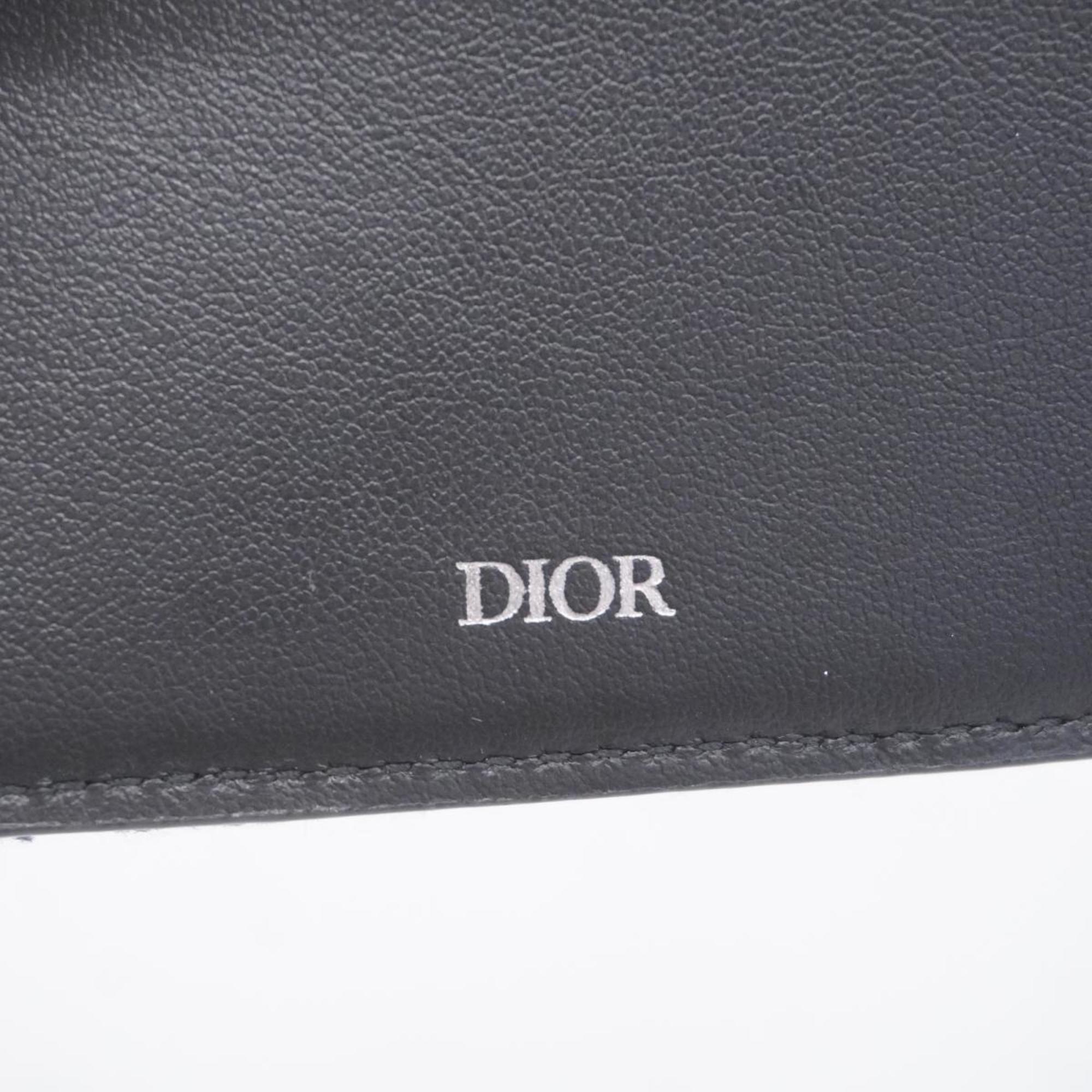 Christian Dior Wallet Trotter Canvas Leather Navy Black Men's