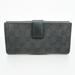 Gucci Long Wallet Interlocking G 231843 Denim Leather Black Women's