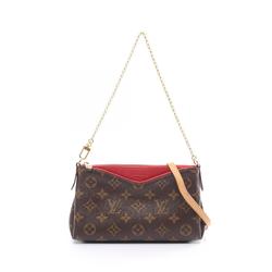 Louis Vuitton Pallas Clutch Monogram Cerise Handbag Bag Coated Canvas Leather Women's Brown Red M41638