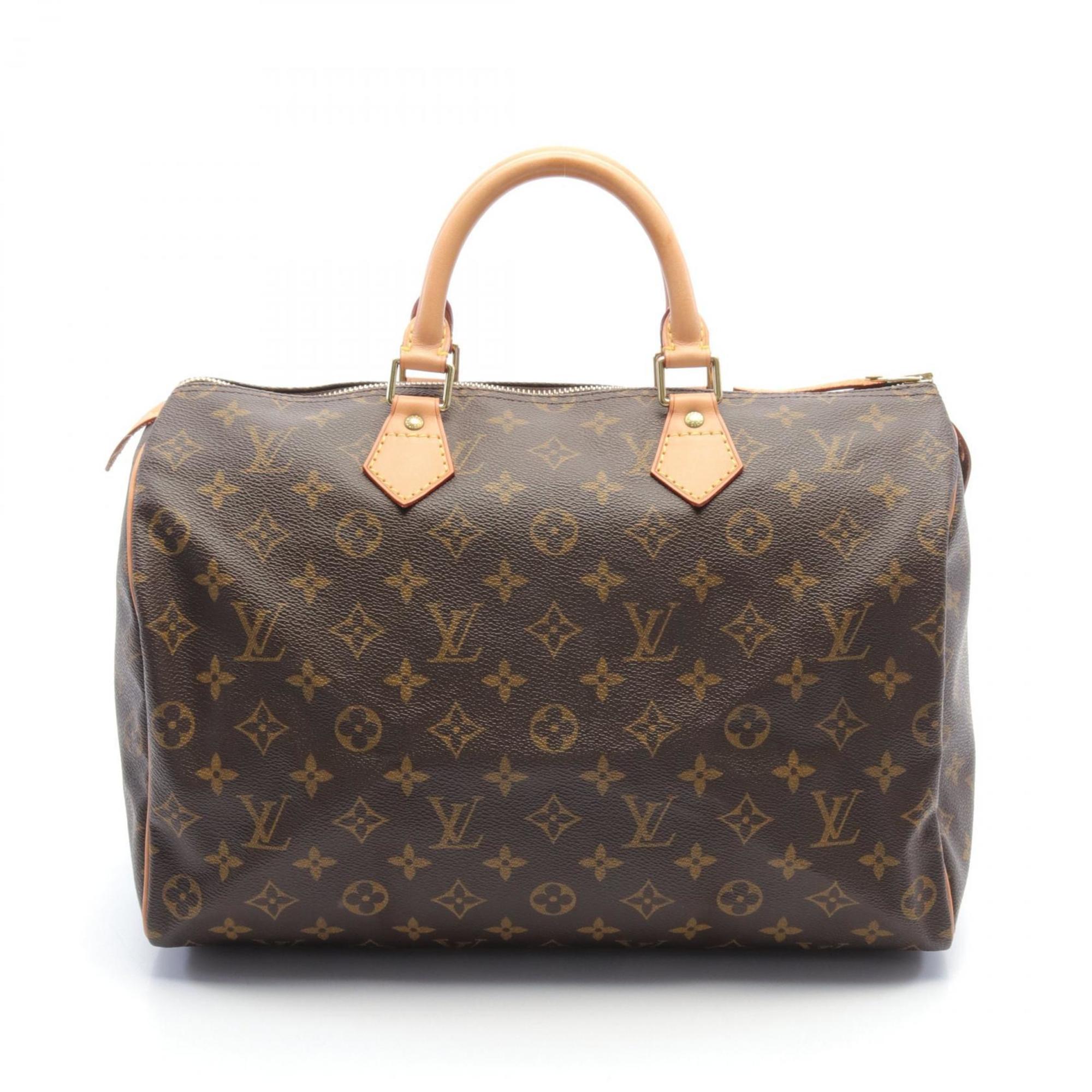 Louis Vuitton Speedy 35 Monogram Handbag Bag Coated Canvas Leather Women's Brown M41524