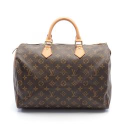 Louis Vuitton Speedy 35 Monogram Handbag Bag Coated Canvas Leather Women's Brown M41524