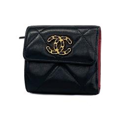 Chanel Tri-fold Wallet Matelasse Lambskin Black Women's