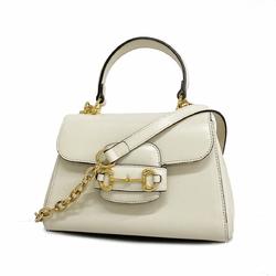 Gucci Handbag Horsebit 703848 Leather White Women's