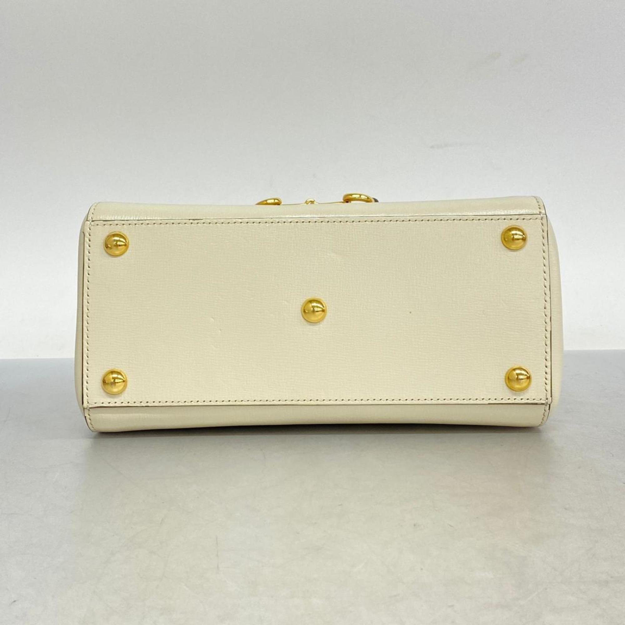 Gucci Handbag Horsebit 703848 Leather White Women's