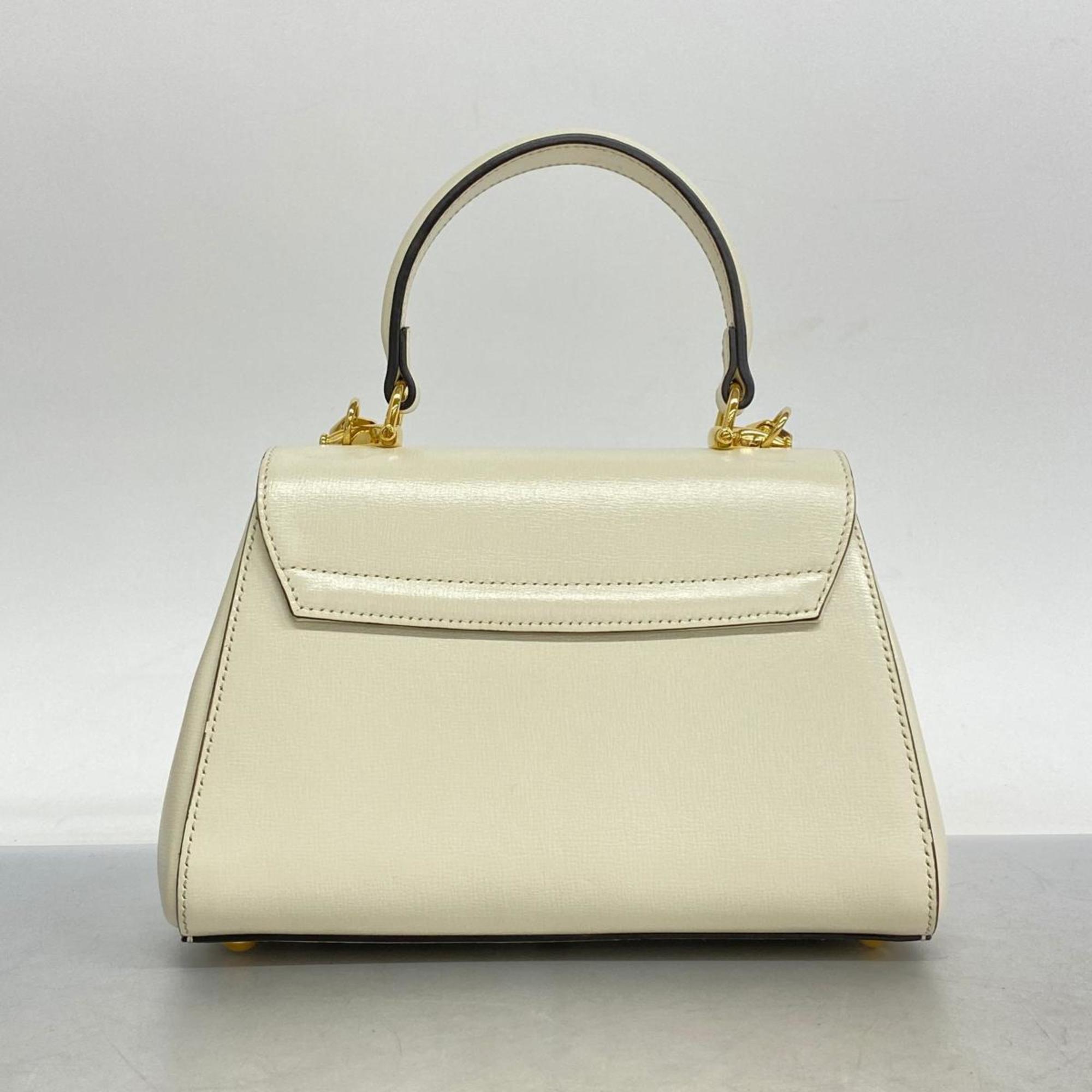 Gucci Handbag Horsebit 703848 Leather White Women's