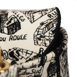 Christian Dior Handbag Lady Delight Canvas Embroidery Black White Champagne Women's