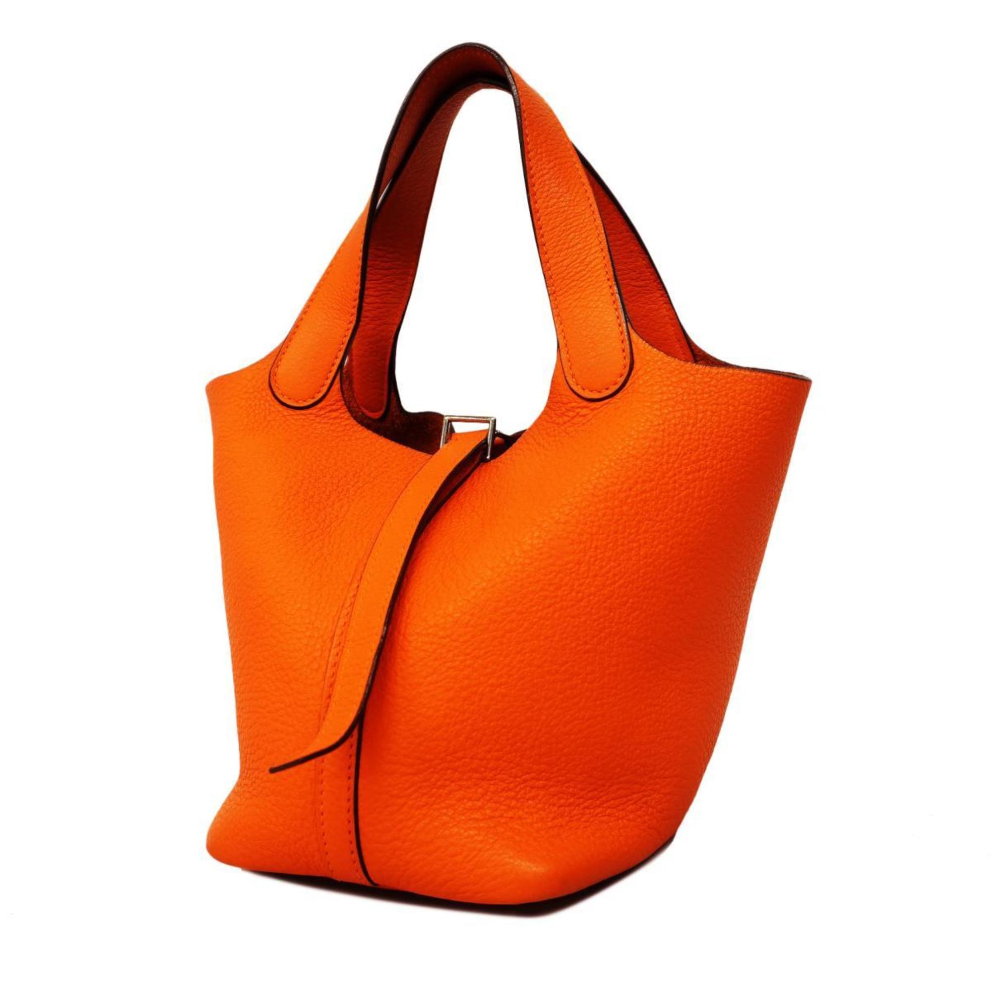 Hermes handbag Picotin PM H stamp Taurillon Clemence orange ladies