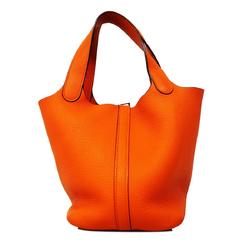 Hermes handbag Picotin PM H stamp Taurillon Clemence orange ladies