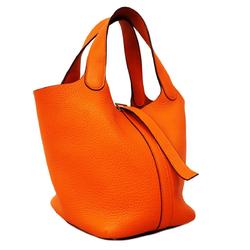 Hermes handbag Picotin PM H stamp Taurillon Clemence orange ladies