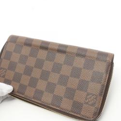 Louis Vuitton LOUIS VUITTON Zippy Wallet Damier Ebene Rose Ballerine Round Long Coated Canvas Women's Brown N60046