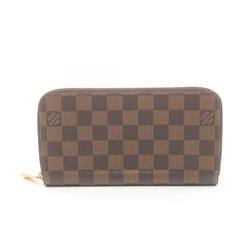 Louis Vuitton LOUIS VUITTON Zippy Wallet Damier Ebene Rose Ballerine Round Long Coated Canvas Women's Brown N60046