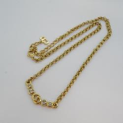 Christian Dior Necklace CD Rhinestone GP Plated Gold Women's