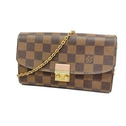 Louis Vuitton Shoulder Wallet Damier Portefeuille Croisette N61273 Ebene Magnolia Ladies