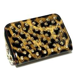 Christian Louboutin Women's Leopard Stud Coin Case, Change Purse, Card Case