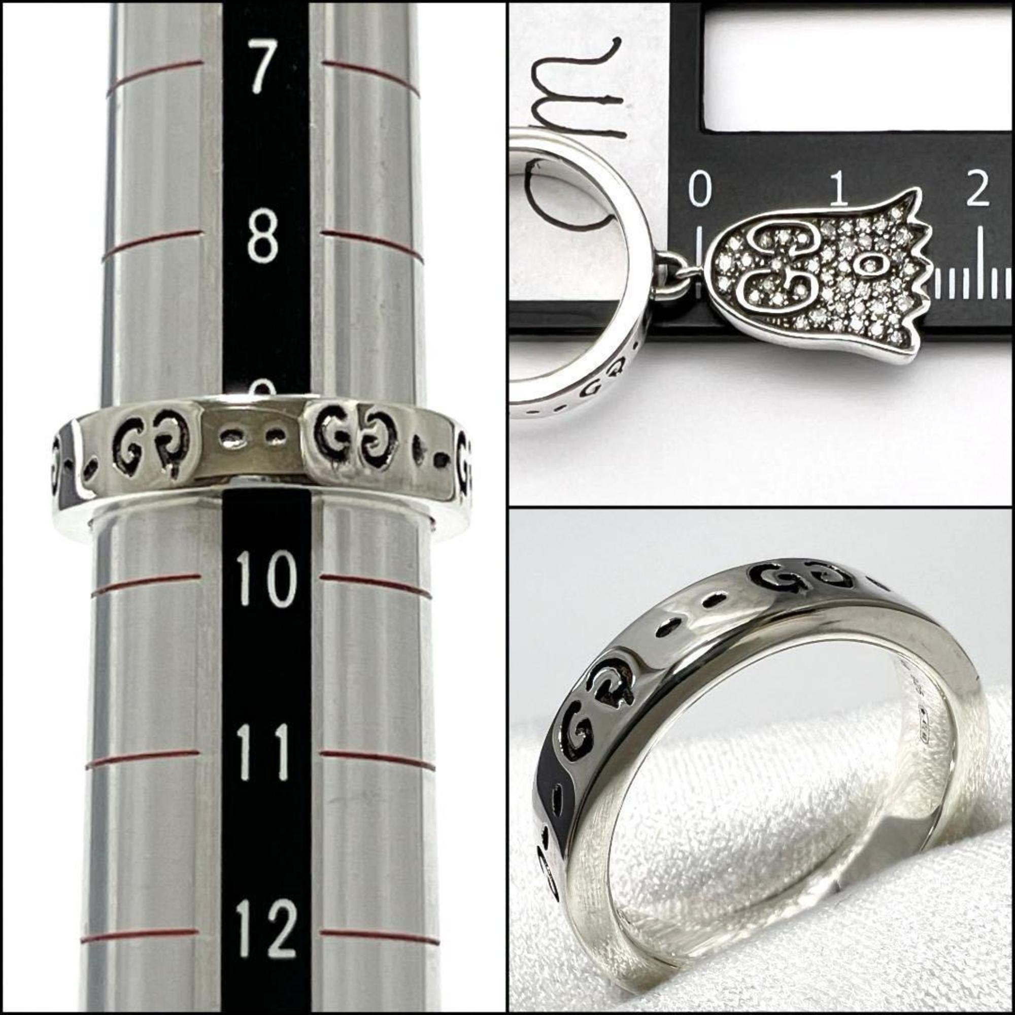 GUCCI Women's Ghost Pave Diamond Ring in Silver 925