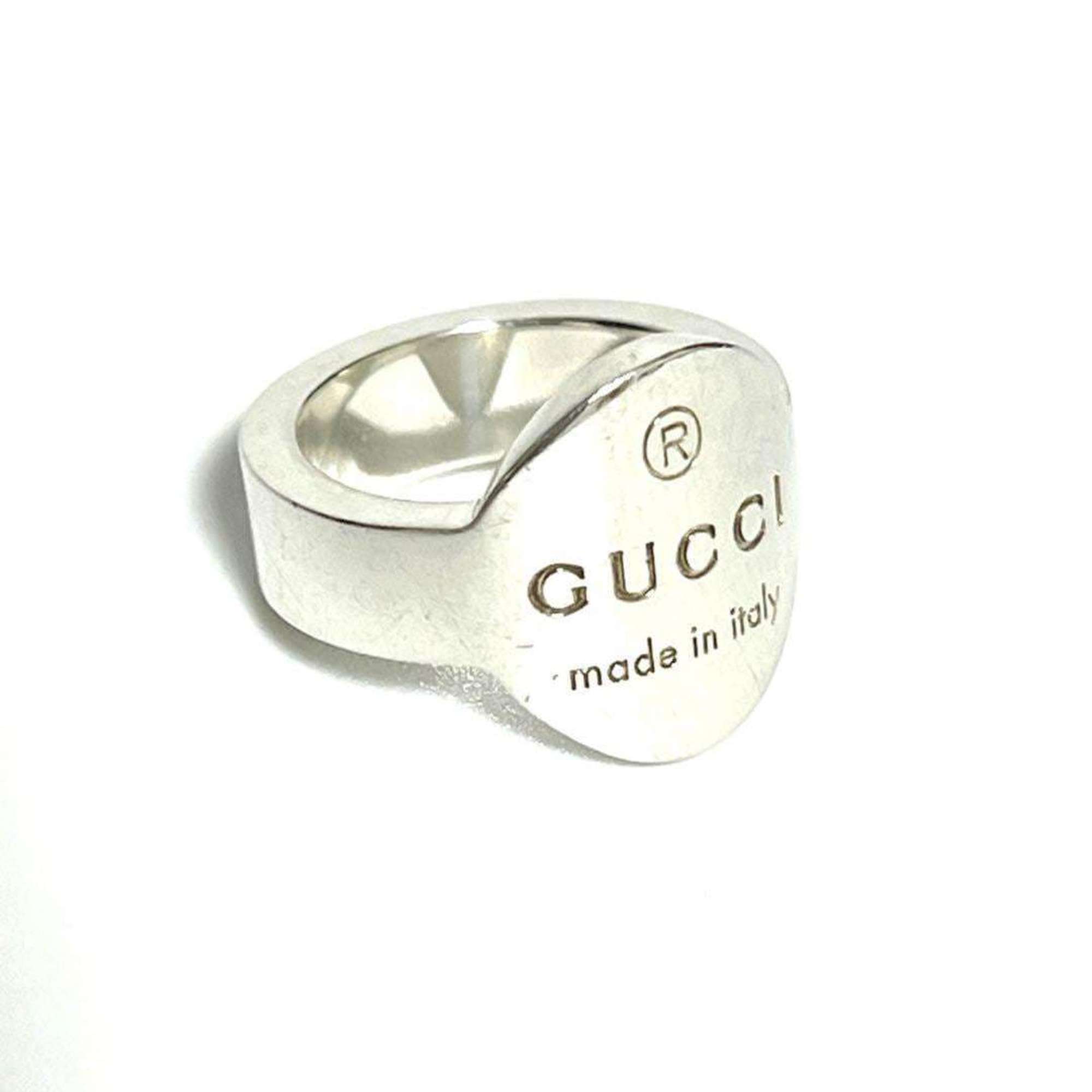 GUCCI Women's and Men's Rings Trademark Plate Ring Silver