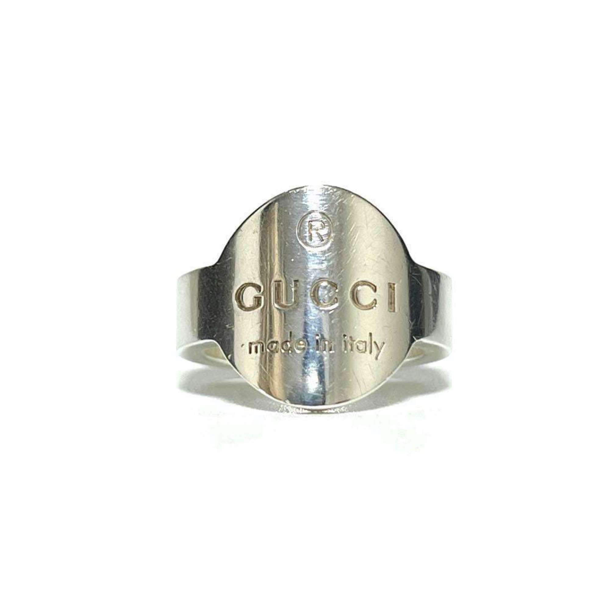 GUCCI Women's and Men's Rings Trademark Plate Ring Silver